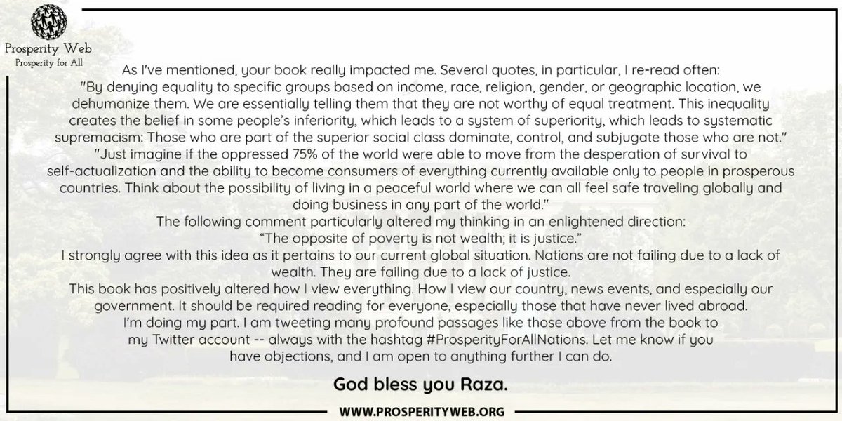 ProsperityWeb_'s tweet photo. We value our readers! Here's what one of our readers is saying about the book.

Visit Website: https://t.co/7TUYReaxvl
Buy Book: https://t.co/guNTIxODrq

#ProsperityWeb #ProsperityForAllNation #ReadTheBook #ClientReview https://t.co/C6AKSYAKEB