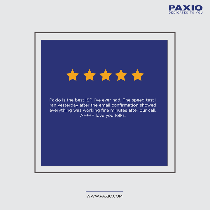 PAXIO's tweet image. Thank you so much for your kind words. We really appreciate you taking the time out to share your experience with us. ✨ 
.
.
.
#paxio #internetproviders #sanfranciscointernetproviders #internetconnection #unlimitedstreaming #fastconnectivity #internetproviderforbusiness #gigabit