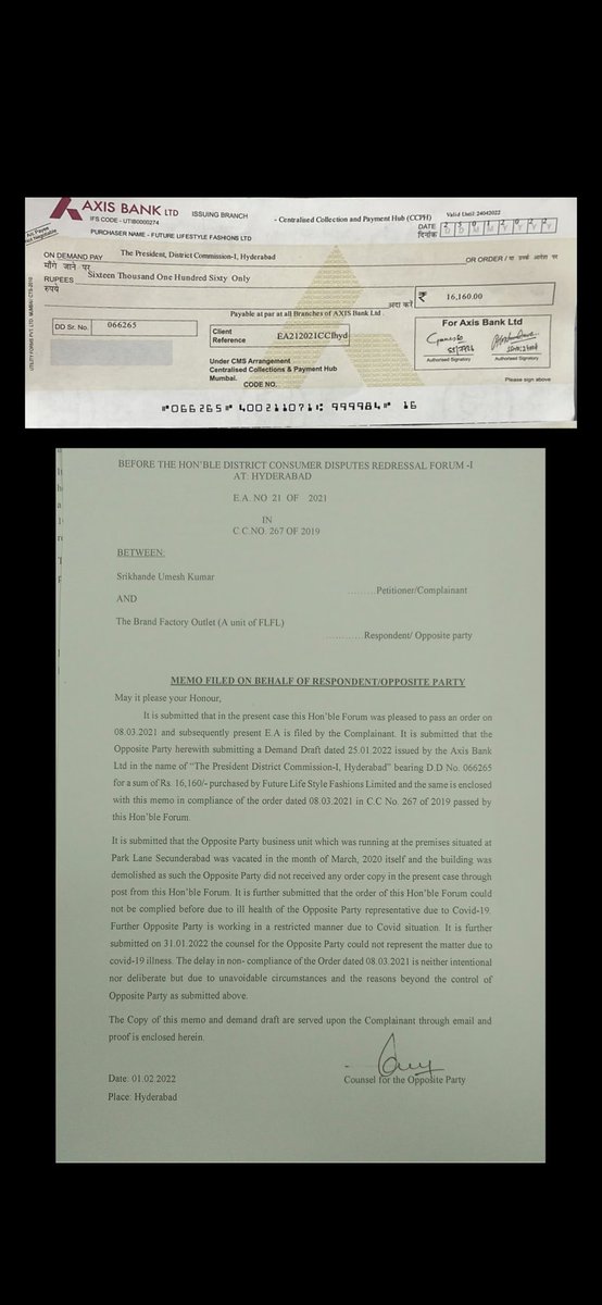 Know Your Rights! 
Ultimately, Justice delivered.
Today, Brand Factory deposited the compensation of Rs. 16160  in the Hyd Consumer Commission-1 after the commission has issued an NBW against it.
Never pay GST on MRP after a discount has been given. 
<a href="/SrinivasRTIA/">పారదర్శకత-జవాబుదారీతనం-అక్కౌంటబిలిటీ</a>
<a href="/TSConsumers/">TS Consumers</a>