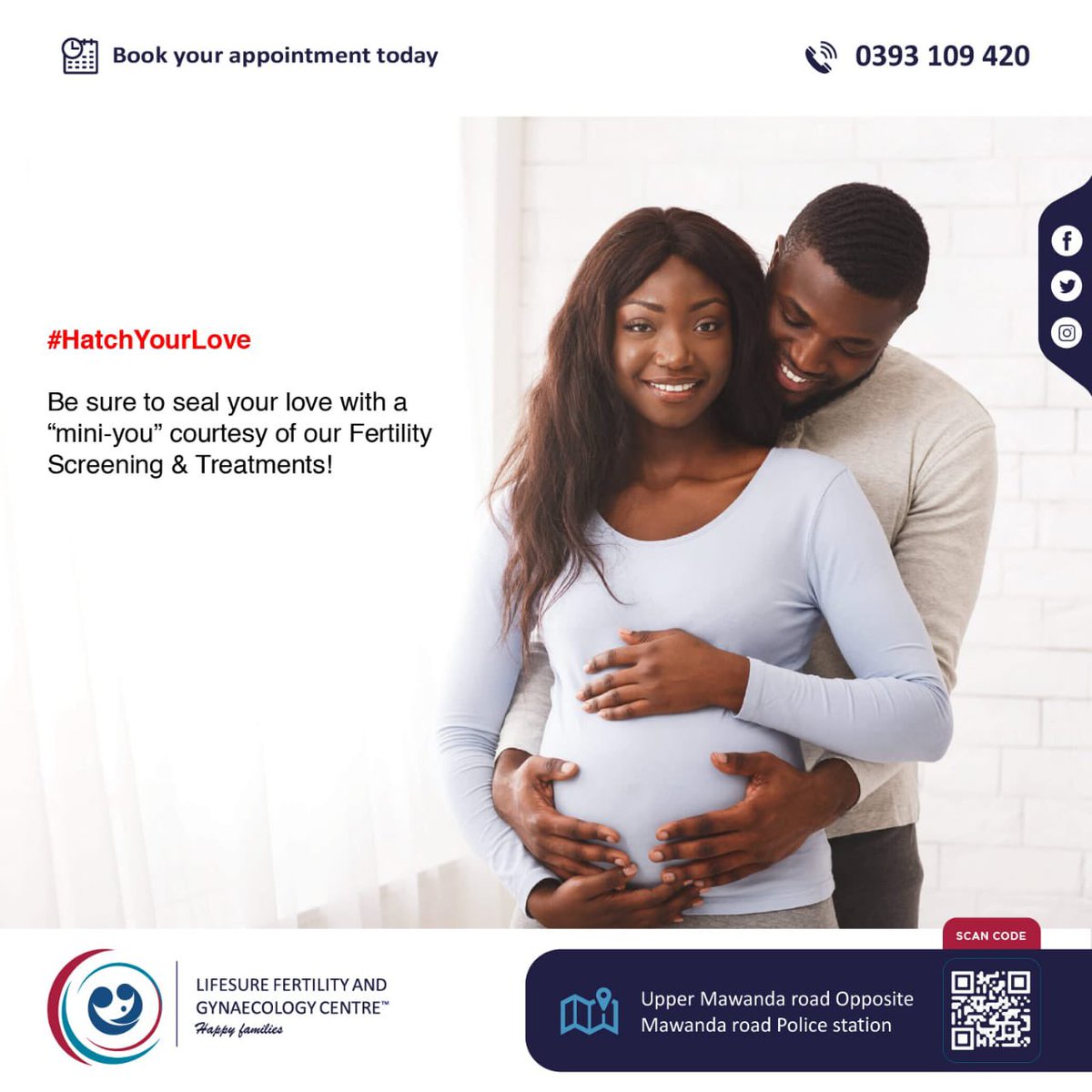 #HatchYourLove this February by sealing the deal with a “mini-you”courtesy of  our Fertility Screening & Treatments!

📍 Upper Mawanda Road opposite Mawanda Road Police Station.

#HappyFamilies #Febfablove #BabyBumpAlert #BabyBump #Wednesday
