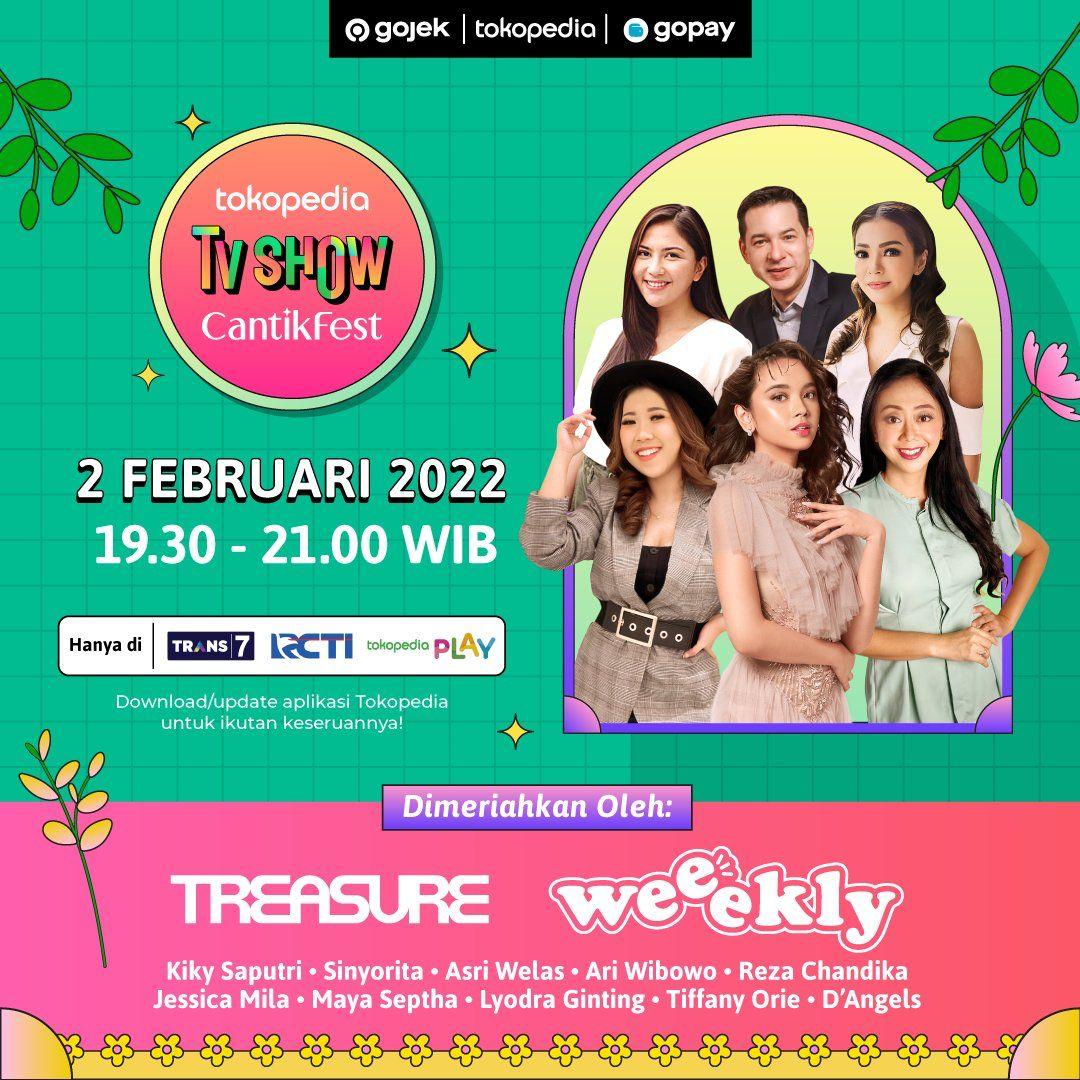 banyak diskon, Cashback, dan gratis ongkr belanja di #TokopediaTVShow #CantikFest apalagi sambil nonton weekly nih #TEUMESayangTREASURE tokopedia.link/belanjacantikf…