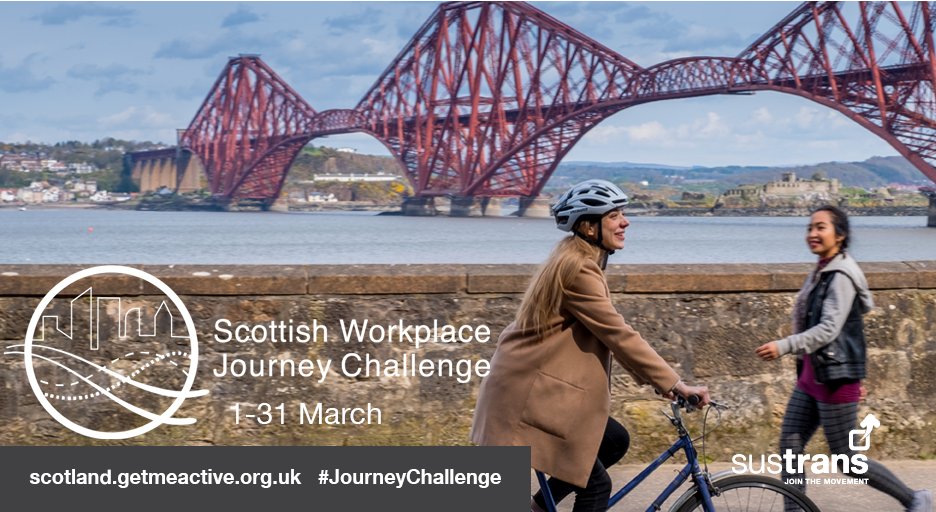 Get fitter, feel healthier, save money and win prizes! 🚲🛴🚶

Join employers and individuals across Scotland leaving their car at home this March for the Scottish Workplace #JourneyChallenge.

Find out more and sign up ➡️bit.ly/26rp8BQ