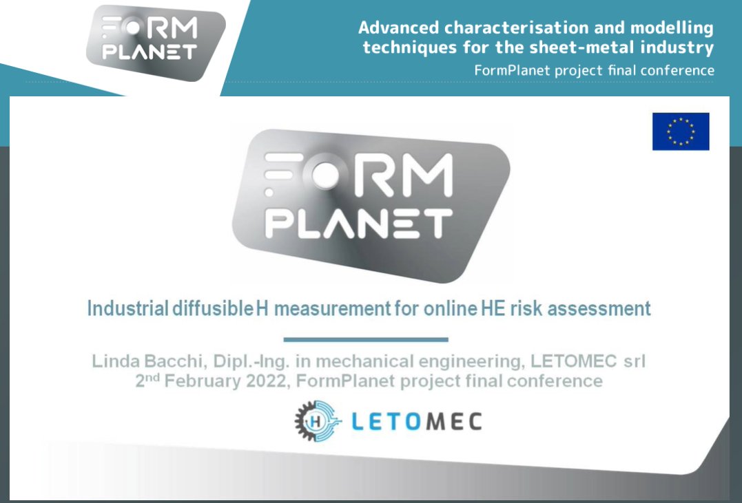 Formplanet_EU's tweet image. Now it&apos;s the turn of #FormPlanet partner Linda Bacchi, from Letomec, who is presenting about the problem of diffusible hydrogen in advanced high-strength steels and techniques to measure it for online #HydrogenEmbrittlement risk assessment

Join us 👉 formplanetconference.eu