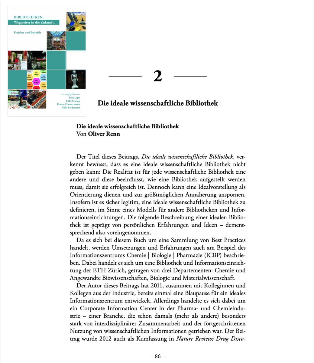 ICBPETH's tweet image. Das Buch &quot;Bibliotheken: Wegweiser in die Zukunft - Projekte und Beispiele&quot; ist nun auch in einer OA-Version als PDF (455 Seiten) frei verfügbar. Im Kapitel 2 der Beitrag von Oliver Renn, Die ideale wissenschaftliche Bibliothek.
simon-bw.de/assets/doc/Bre…
#Bibliothek #futurelibrary