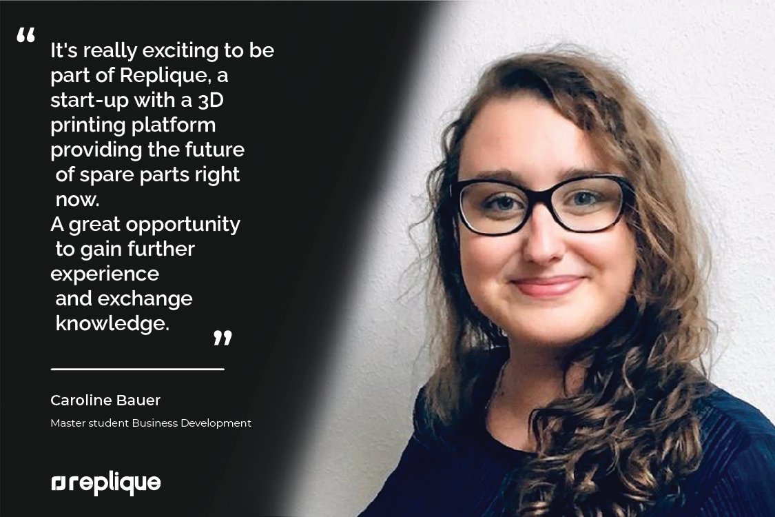 Meet our new Master's student, Caroline! 🤗

Caroline is completing her Master's in Engineering &amp; Management. Throughout her Master's thesis, she is further elaborating the area of prototyping services, thus adding great value for our team at Replique.

 Happy to have you, Caro!