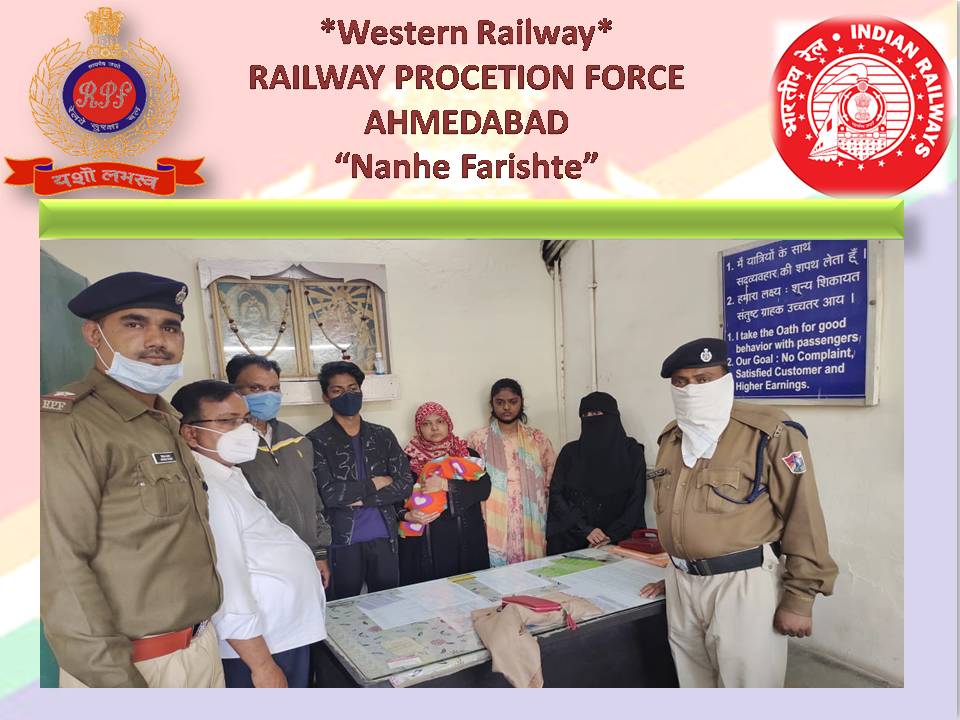 rpfwradi's tweet photo. On 01.02.2022 RPF Ahmedabad staff rescue of a runaway minor girl under the #mission #Nanhe #Fariste at Maninagar Rly Stn. After due legal formalities and verification said girl age-17 yrs. was handover to her parents. @RPF_INDIA , @rpfwr1 , @drmadiwr https://t.co/roS87qXru8