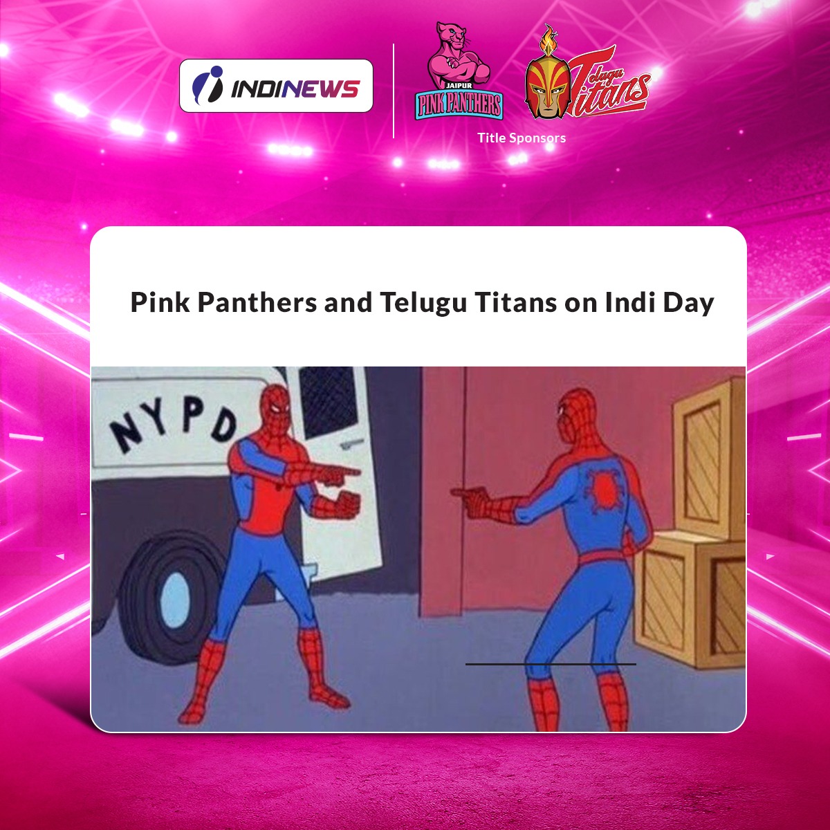 IndinewsO's tweet photo. Same same yet different! 😝
#INDIDAY is just a day away 🔥
@JaipurPanthers
@Telugu_Titans
.
.
.
#kabaddi #prokabaddi #vivoProKabaddi #pkl #PantherSquad #telugu #titans #sports #indinews https://t.co/NgShXN5YUo