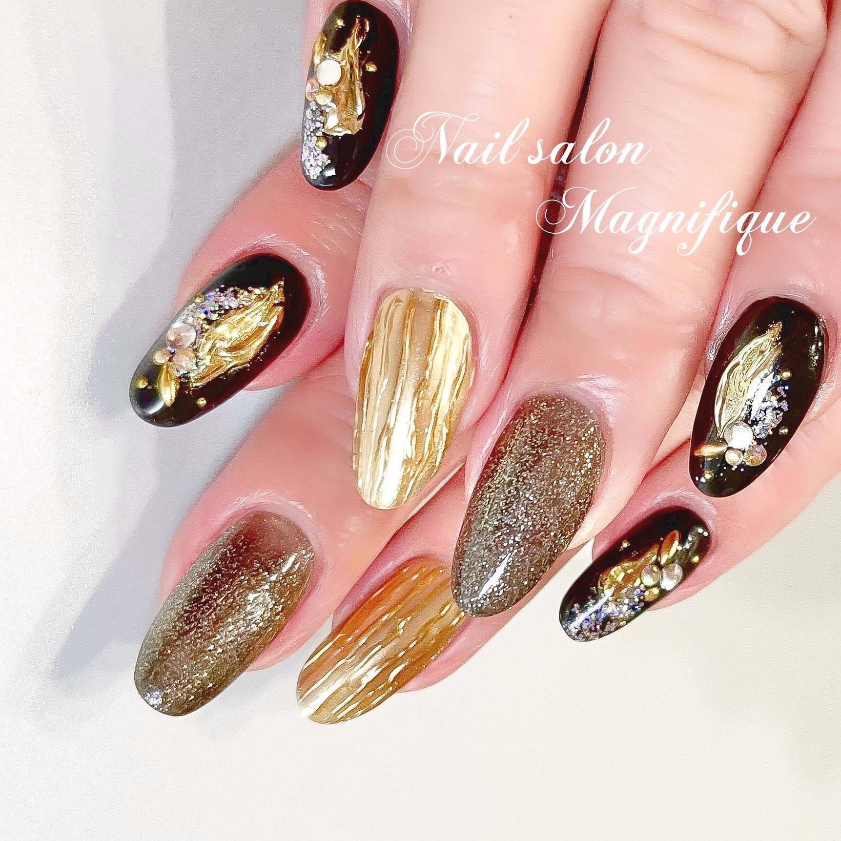 Nailsalon Magnifique Twitterissa Nail Nailsalon ネイル ネイルサロン ジェルネイル ネイルデザイン 黒 Black かっこいい 和風ネイル 和風 ミラーネイル ニュアンスネイル シェルネイル うねうねネイル 大人 ネイル 上品ネイル オフィスネイル