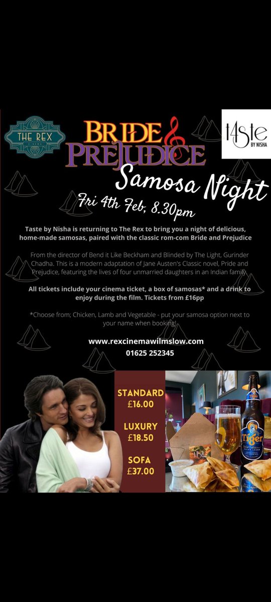 amit220380's tweet photo. My wife's catering business and a local cinema The Rex are hosting a samosa night this Friday. If you fancy watching a hollywood/bollywood combination movie and having a box of homemade samosas and a drink, please book your tickets.Thanks for supporting small, local businesses 🙏 https://t.co/a31mM4Fwuu