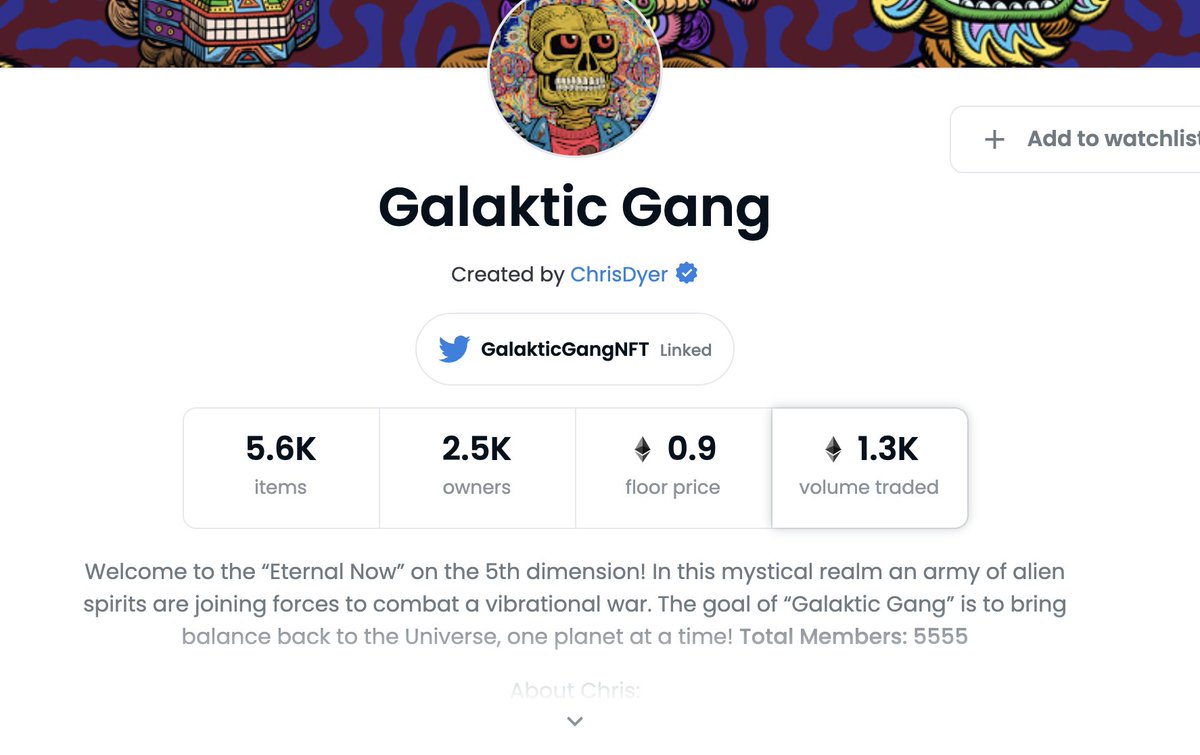 Told ya it was going to happen. 1 eth incoming for <a href="/GalakticGangNFT/">Galaktic Gang</a>. Take a look at your wallet, see the terrible art you've bought, and then make a resolution to buy something with some substance over at: opensea.io/collection/gal…

#NFTCommunity #nftart