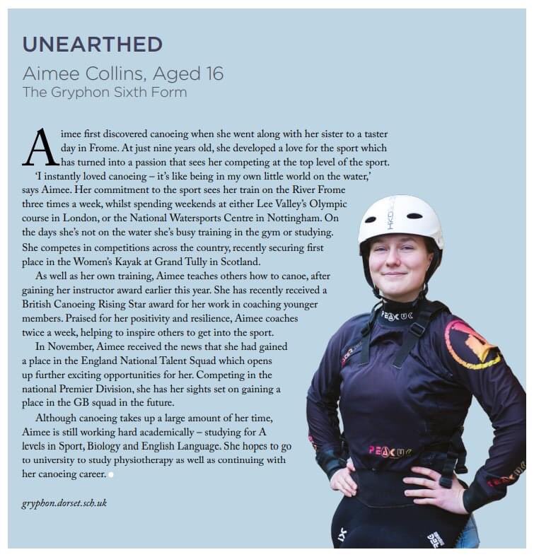 We are delighted to see Gryphon Sixth Former Aimee featured in this month's <a href="/sherbornetimes/">Sherborne Times</a> 
Juggling her academic studies with being on the England National Talent Squad is no mean feat, but Aimee also finds time to coach younger members and pass on her love for the sport 🌟