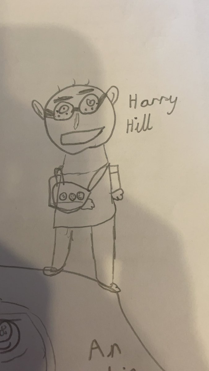 RaspberryGiggle's tweet image. My daughters absolutely love #juniorbakeoff Stuck in Covid isolation and my eldest has been drawing some bake off inspired pictures. Love this @HarryHill complete with sling 😂