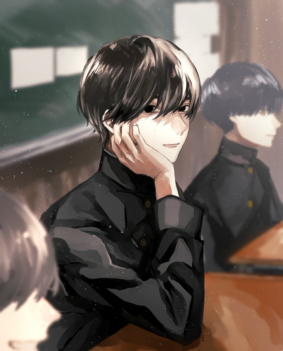 school uniform multiple boys black hair gakuran classroom male focus black eyes  illustration images