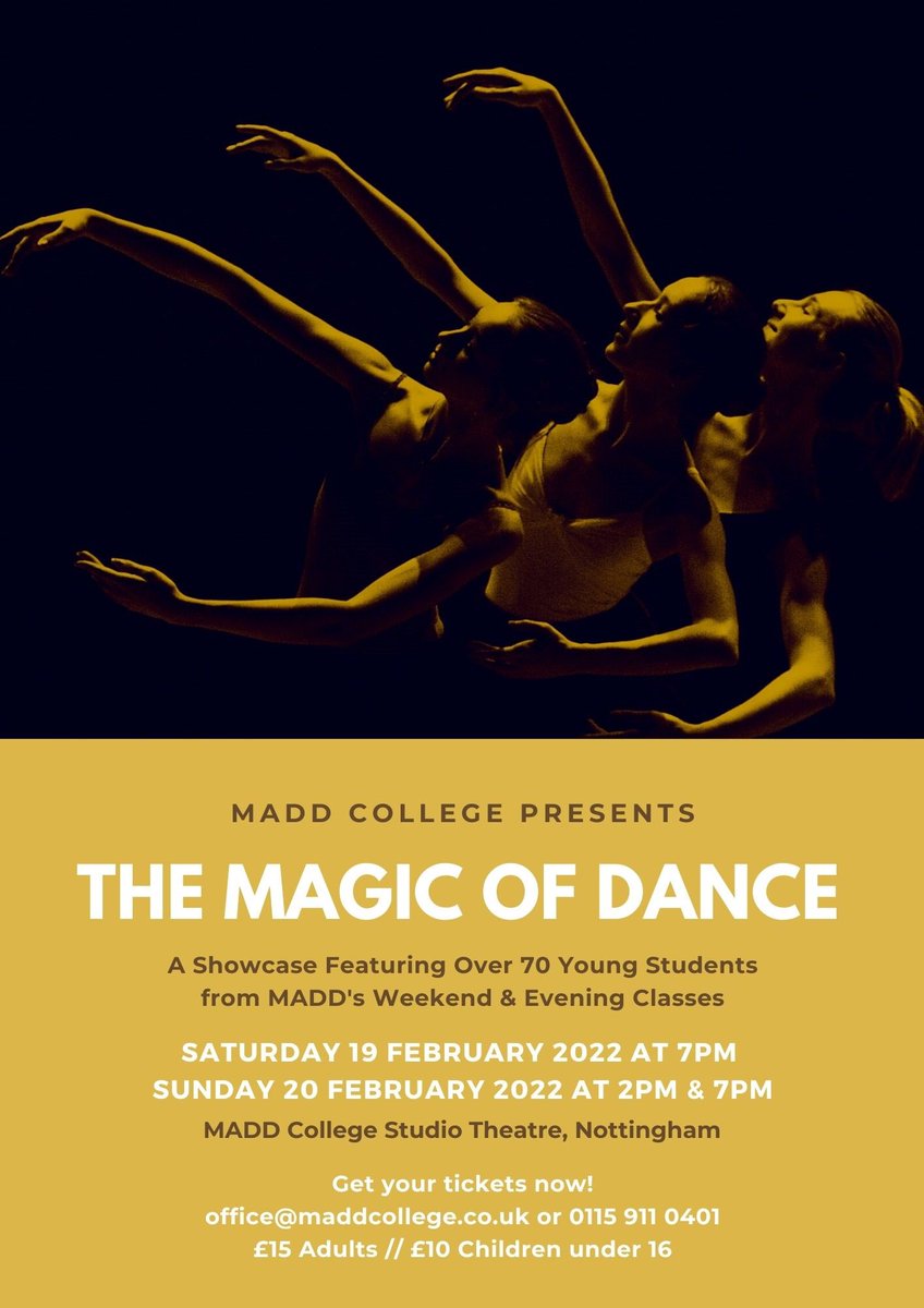 #MADDcollege’s ‘The Magic of #Dance’ puts MADD part-time students under our in-house studio theatre spotlights this February! 

Thanks to <a href="/kristyryan1/">kristy ryan</a> and the pre-vocational school team. And of course, to the amazing young students too. 

Tickets office@maddcollege.co.uk!
