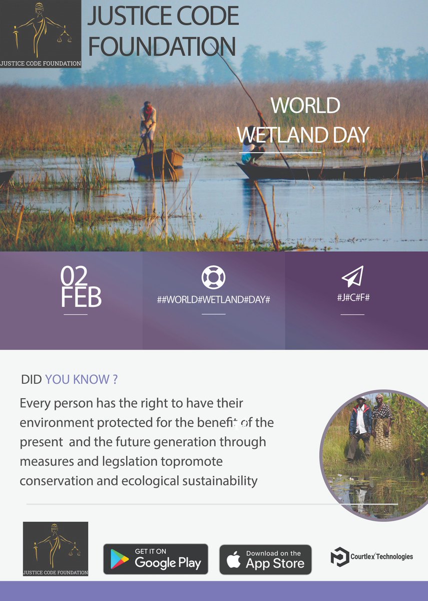 Justice_Code's tweet photo. Today we join the rest of the world in commemorating the #WorldWetlandDay with the theme WETLANDS ACTION FOR PEOPLE AND NATURE.

Join us as we promote environmental rights using and climate justice. https://t.co/cISUUD6mCt