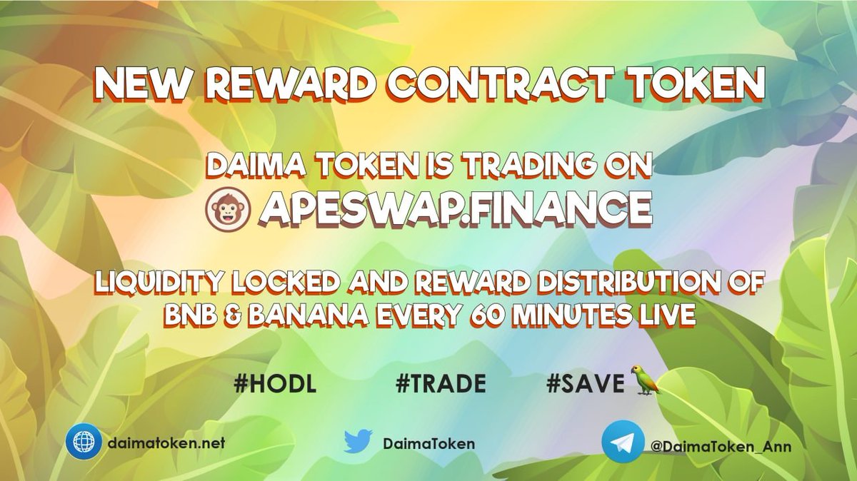 🚀TRADE $DAIMA NOW: apeswap.finance/swap?outputCur…

<a href="/DaimaToken/">Daima Ecosystem</a> <a href="/MemePadLaunch/">MemePad</a> <a href="/cz_binance/">CZ 🔶 BNB</a> <a href="/ape_swap/">ApeSwap (old handle)</a> #pasive $BNB $BANANA reward #defi #crypto