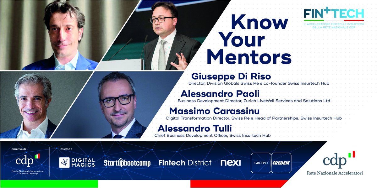 💬 KNOW YOUR MENTORS 💬

We asked our mentors from Swiss InsurTech Hub what is the suggestion they feel like giving back to the Italian startups entering the #Insurtech world today

📌Read the interview👉finplustech.eu/2022/02/01/int…