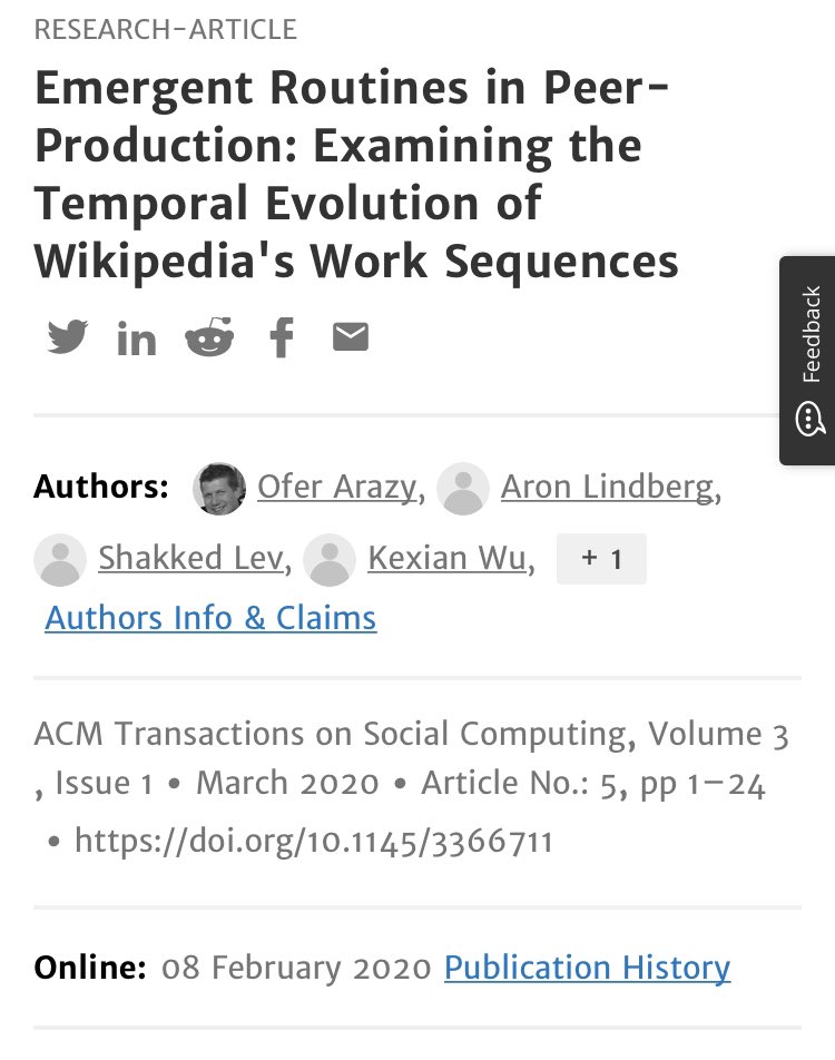 ACM Transactions on Social Computing (TSC) is recognizing Prof. Ofer Arazy’s work with our graduate students, Shaked Lev and Alex Yarovoy as one of five Exemplary Articles published in the journal 👏👏👏
