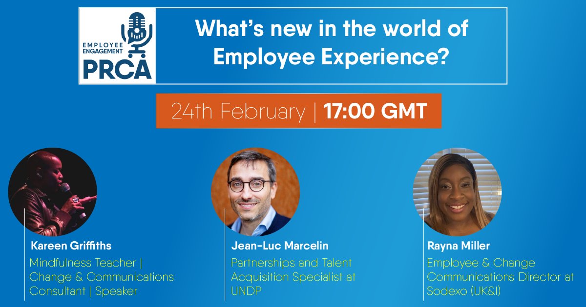 DonheadConsult's tweet image. What’s new in #EmployeeEngagement ? Join @Annabel_Dunstan @LiamFitz @calmifyuk Jean-Luc Marcelin &amp;amp; Rayna Miller with the @PRCA on 24 Feb - Sign up here lnkd.in/eYqZACPb - Free and open to all