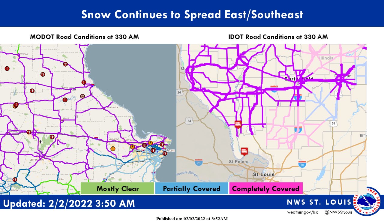 Idot Weather Road Map Nws St. Louis On Twitter: "Road Conditions Continue To Deteriorate. Check  Https://T.co/Kitesvhncj And Https://T.co/1B2Hlwe0Sj For The Latest Road  Conditions In Missouri And Illinois. #Stlwx #Mowx #Ilwx #Midmowx #Idot  #Modot Https://T.co/Gqljhvd3Qx ...