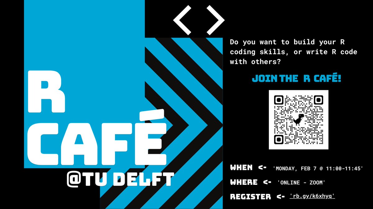 tudelftlibrary's tweet image. The DCC R Café is happening on 7 February. Register now to join us to improve your R skills. Everyone welcome!
#statistics #codelife #statisticalcomputing