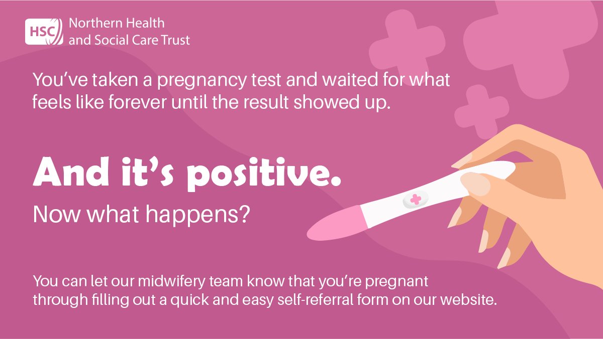 You’ve taken a pregnancy test and it’s positive. Now what happens? 🤷‍♀ You can let our midwifery team know you’re pregnant by filling out a quick self-referral form online 🤰 👶Antrim Area Hospital - crowd.in/CR2Wax 👶Causeway Hospital - crowd.in/b2OW1J