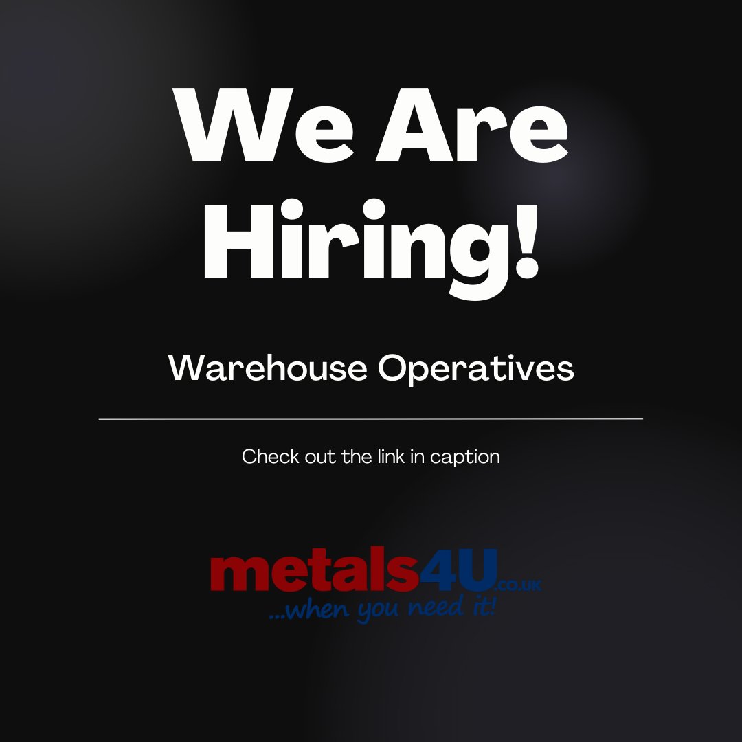 We have some exciting new opportunities, check out the below link! 

buff.ly/3ui7pQW

We look forward to hearing from you!

#wearehiring #opportunities #jobs #jobhunt #career #weneedyou #applynow #recruiting #metals4U #whenyouneedit