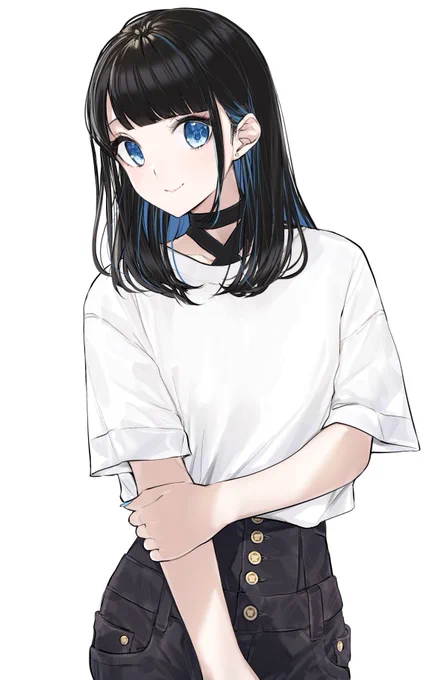 黒髪 青インナーカラー女子! 
