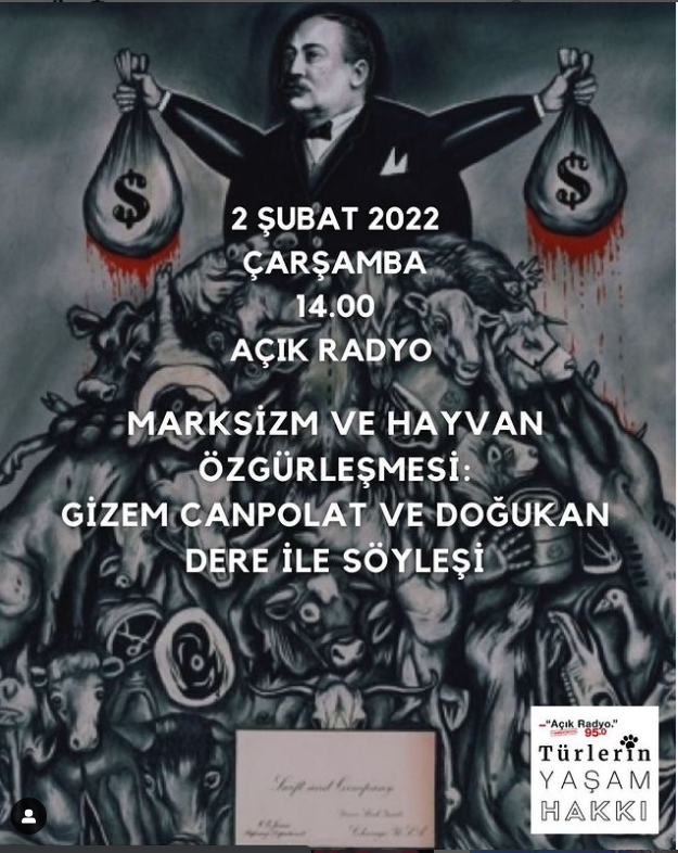 📻14.00'te Işıl Karaelmas <a href="/isilkaraelmas/">Işıl Karaelmas</a> ve Melike Dirikoç'la (@vegan__earth) #TürlerinYaşamHakkı'nda Gizem Haspolat ve Doğukan Dere ile “Marksizm ve Hayvan Özgürleşmesi Üzerine 18 Tez” metni üzerinden Marksizm ve hayvan hakları mücadelesi kesişimini konuşuyoruz.