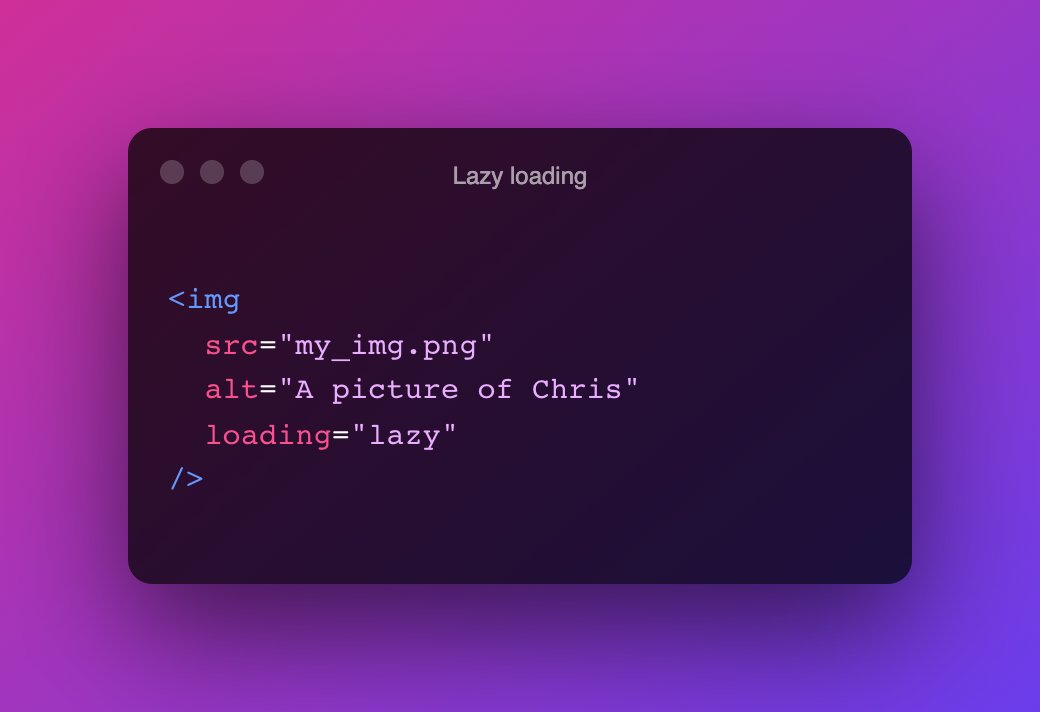 DailyDevTips1's tweet image. Lazy loading images can really enhance your websites speed ⚡️
It can be as simple as adding loading="lazy" to an image element.
daily-dev-tips.com/posts/image-la…