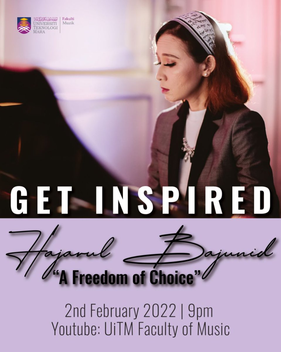 3 HOURS TO GO till the 10th episode release of the UiTM Documentary Series: Get Inspired!

Don't forget to tune in to UiTM Faculty of Music official YouTube channel: youtu.be/up_cmva5yQY at 9.00pm, today! #uitm #uitmfacultyofmusic #facultyofmusic #hajarulbajunidproject