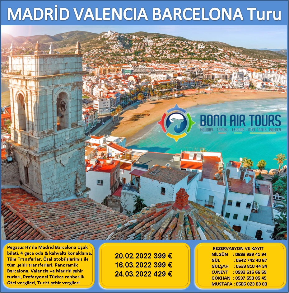 BonnAirTours's tweet photo. Madrid Valencia Barcelona Turumuz Satışa Açılmıştır. https://t.co/XRsSVLw03B