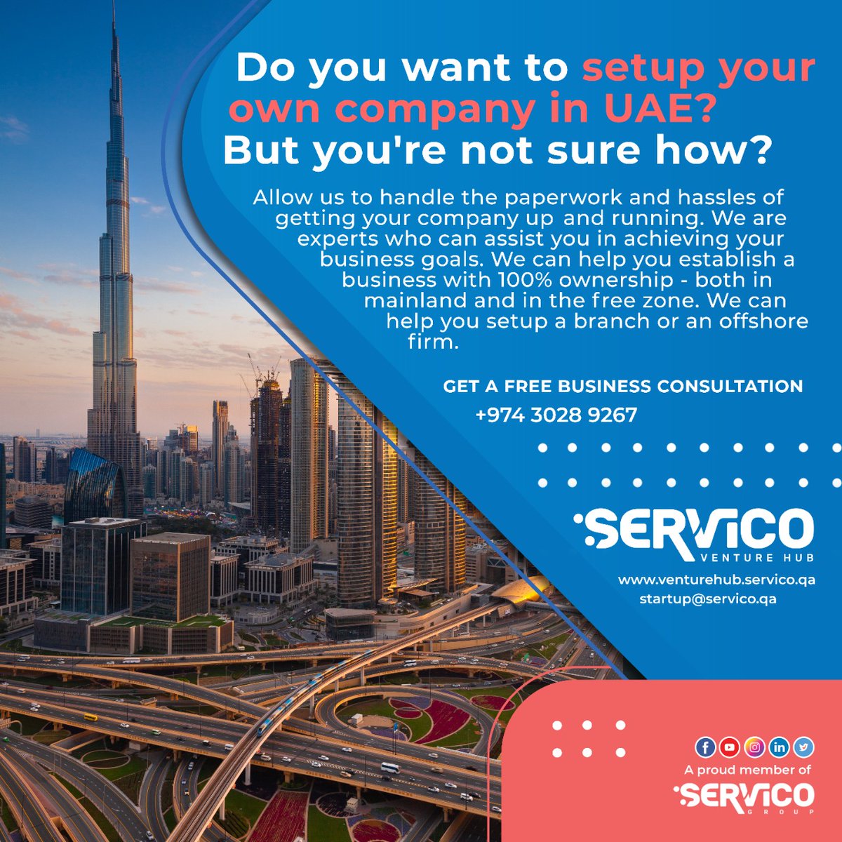 servico_group's tweet photo. As a growing company, we are glad to announce that we are now offering company formation services with our strong partner network in the UAE. Talk to us about growth and expansion.Get a free business consultation +974 3028 9267 #startupbusiness #business #uae #startup https://t.co/wWlZdvsb6m