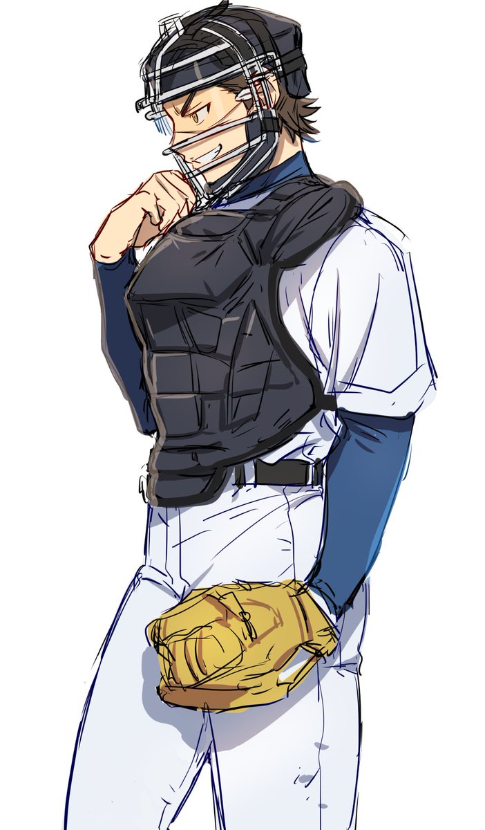 1boy baseball uniform male focus solo sportswear baseball mitt brown hair  illustration images