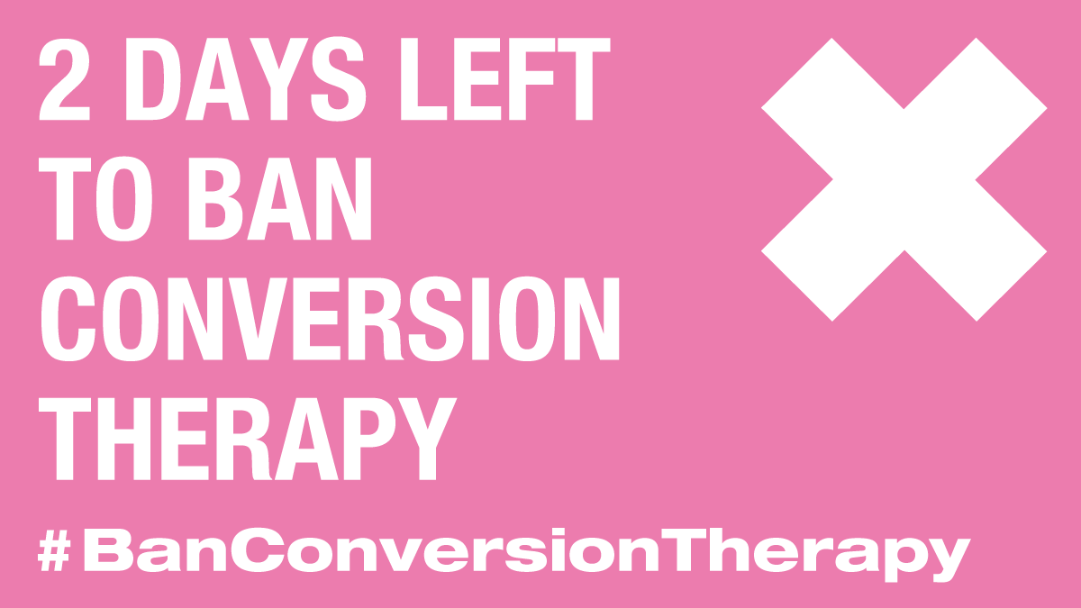 stonewalluk's tweet photo. There’s only two days left to respond to the UK Government’s consultation and #BanConversionTherapy! Years of campaigning by survivors &amp; their allies has got us to this point. Now, it's about making sure no one is left behind 🏳️‍🌈🏳️‍⚧️ Have your say now: https://t.co/pYh9vqBurk https://t.co/YIdGcOTrM1