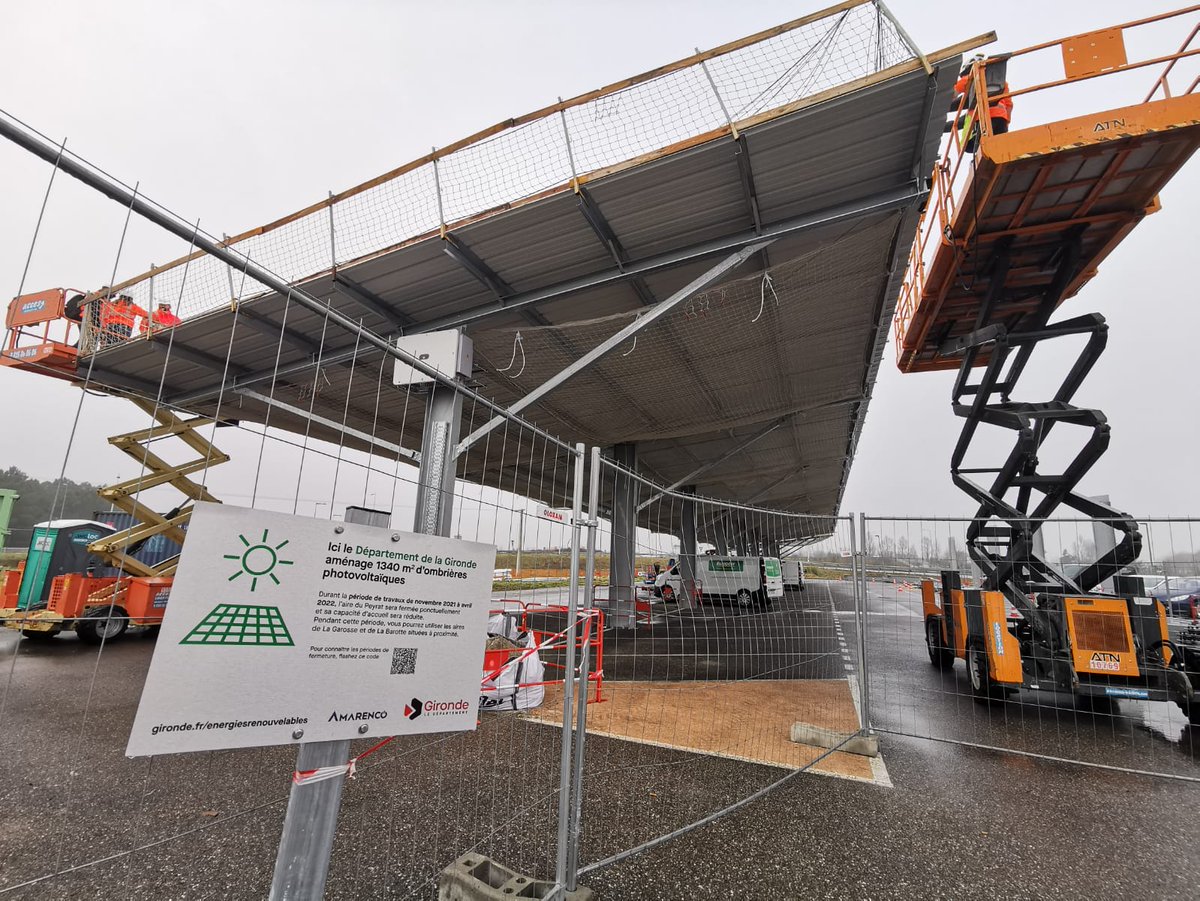Gironde (@gironde) on Twitter photo Le Département de la #Gironde installe 1 340 m2 d'ombriÚres photovoltaïques sur l'aire de #covoiturage de #SaintAndrédeCubzac, avec <a href="/AmarencoFrance/">Amarenco France</a>
đĄ 315 500 kWh seront produits chaque annĂ©e = la consommation Ă©lectrique de 79 foyers.
#EnergiesRenouvelables #resilience Le Département de la #Gironde installe 1 340 m2 d'ombriÚres photovoltaïques sur l'aire de #covoiturage de #SaintAndrédeCubzac, avec <a href="/AmarencoFrance/">Amarenco France</a>
đĄ 315 500 kWh seront produits chaque annĂ©e = la consommation Ă©lectrique de 79 foyers.
#EnergiesRenouvelables #resilience