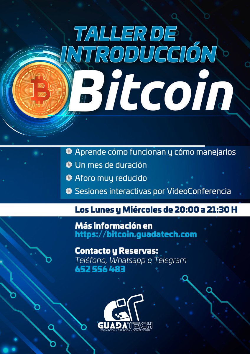 ¿Es posible una formación en #Bitcoin rigurosa pero a la vez atractiva e intelectualmente asequible para tod@s los hispanohablantes ?

Conocer y tener acceso a  #Bitcoin debería ser un derecho humano universal !

talleres.guadatech.com/bitcoin/ 

<a href="/saylor/">Michael Saylor</a> <a href="/lunaticoin/">Lunaticoin ⚡</a> <a href="/mvidallopez/">Miguel Vidal</a>