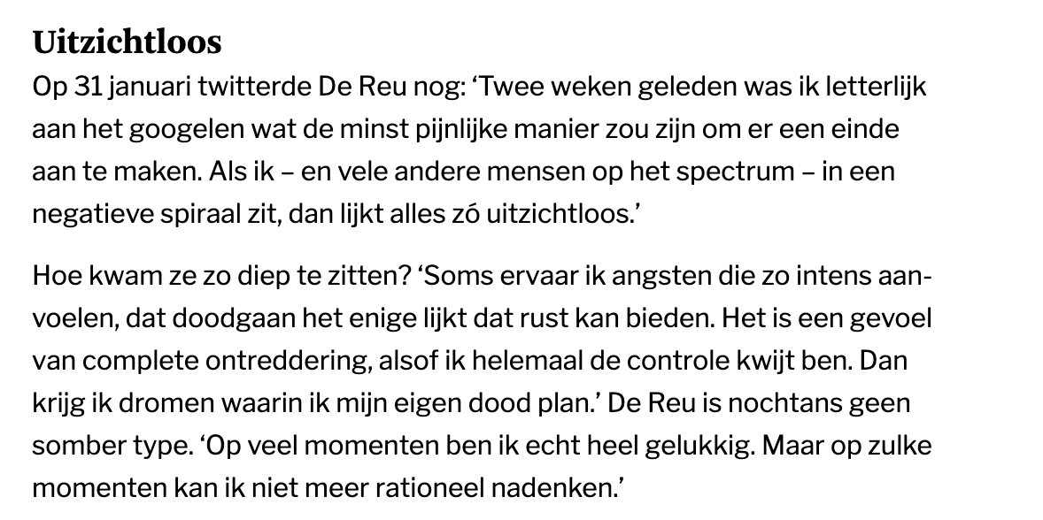 Magali_DeReu's tweet photo. vandaag samen met @EliseCordaro in @destandaard over zelfdoding bij autisme - niet simpel om mij zo kwetsbaar op te stellen, wél een noodzaak https://t.co/jCQcYhlnQX