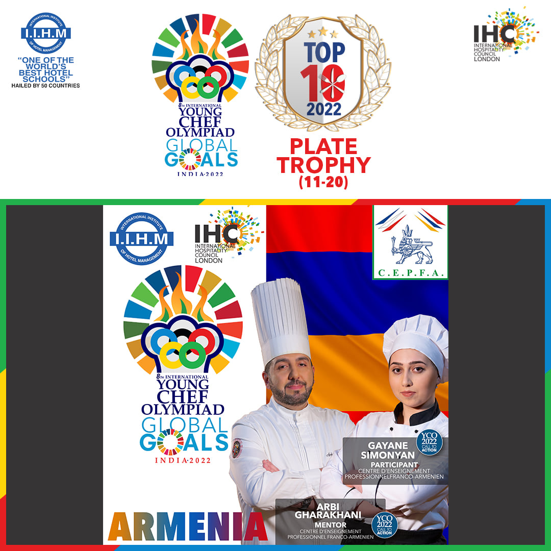 ycolympiad's tweet photo. The #YoungChef Gayane Simonyan of @Cepfa1 #Armenia will fight for the Plate Trophy at the #YCO22Virtual. They are the Next Best but no less than the top 10!
#IIHMforGlobalGoals #SDGs #GlobalGoals #sdgs2030 #globalgoals2030 #sustainableliving #CulinaryCorridor #HopeOlympiad #iihm https://t.co/ESyT3dztVJ