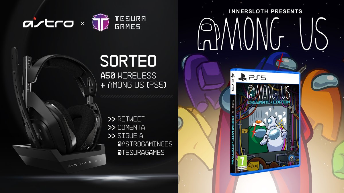 TesuraGames's tweet photo. 🚨 REUNIÓN DE EMERGENCIA 🚨
¡Sorteamos una copia física de Among Us para PS5 + unos auriculares ASTRO A50!

Para participar:
1⃣ RT y 💜
2⃣ Sigue a @TesuraGames y @ASTROGamingES 
3⃣ Comenta a qué amigo/a votarías para que abandonara la nave

🕒 Termina el 9/02/2022 a las 23:59 https://t.co/YZkMkWhIwL