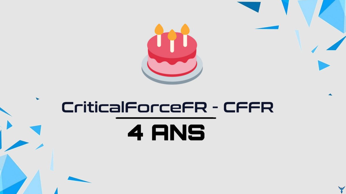 CriticalForceFR's tweet photo. 🎂 Anniversaire

👋 Bonjour la @CriticalForceFR vous annonce que elle fête aujourd'hui c'est 4 ans elle a été créé le 02/02/18. https://t.co/UIWWXHveOx