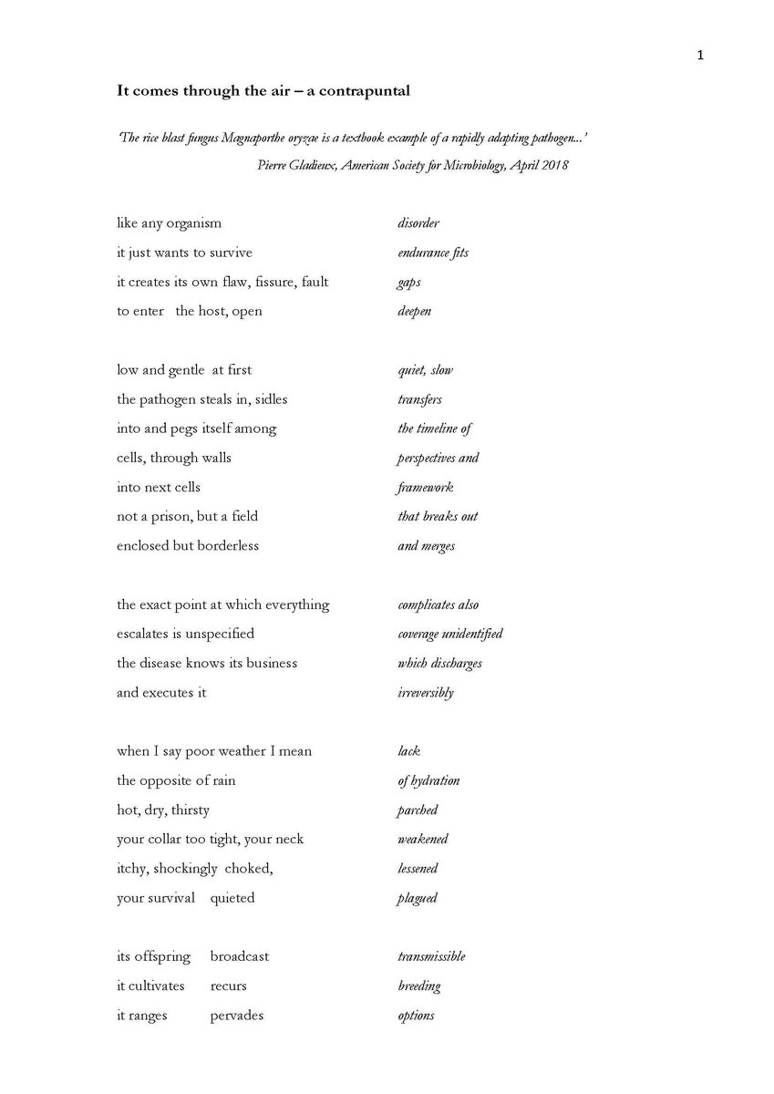 WritersCentre's tweet photo. 'Like any organism
it just wants to survive.'
Read this brilliant poem by @heidiwilliamson - a reflection on work by @vincentwere6 at @TheSainsburyLab! Part of our #TranslatingScience project with @NorwichResearch. https://t.co/Yut8Lx0nLK https://t.co/jXB2ci1EW3
