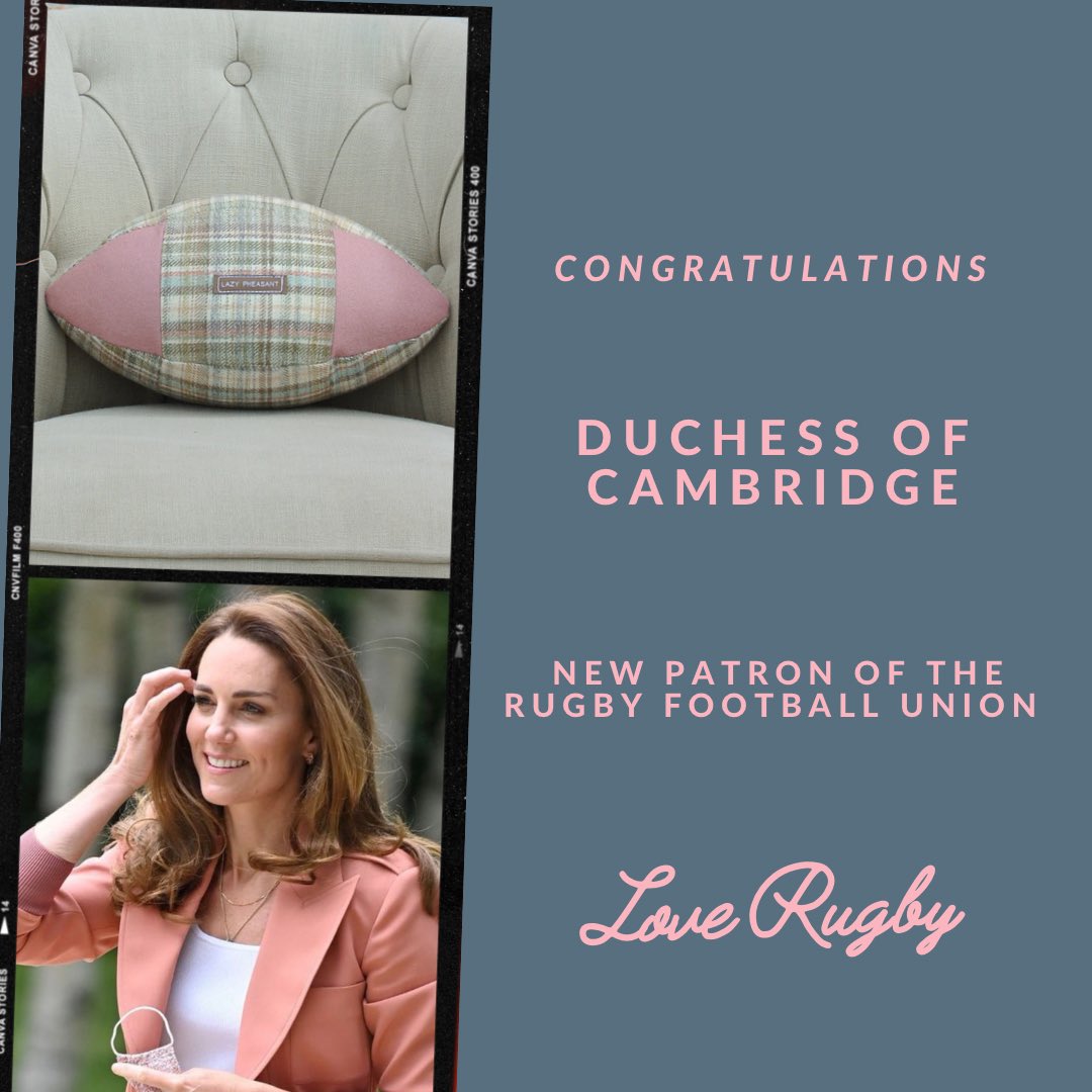 Congratulations to the Duchess of Cambridge as the new Patron of the RFU <a href="/EnglandRugby/">England Rugby</a> 

Check out our funky Rugby Ball Cushion - Belgravia with Mulberry Home fabric to celebrate! 🏉💖
lazypheasant.com

#lazypheasant #duchessofcambridge #rfu #rugby <a href="/happyeggshaped/">Happiness is Egg Shaped</a>