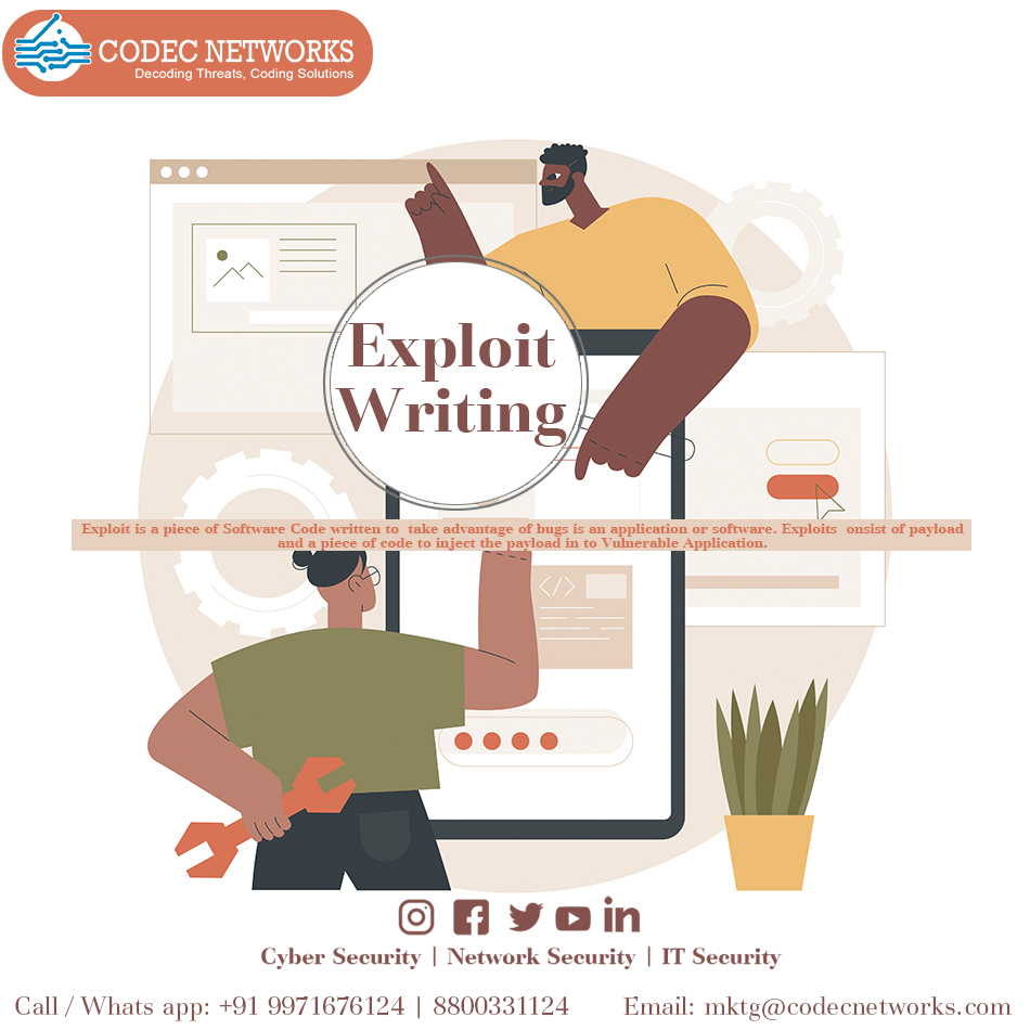 Codec_Networks's tweet image. The #Exploit is a piece of #SoftwareCode written to take advantage of #bugs in an #Application or software. Exploits consist of a payload and a piece of code to inject the payload into a #VulnerableApplication.
👉 #ExploitWritingCertification Course ➖ lnkd.in/eNSaCM2N
