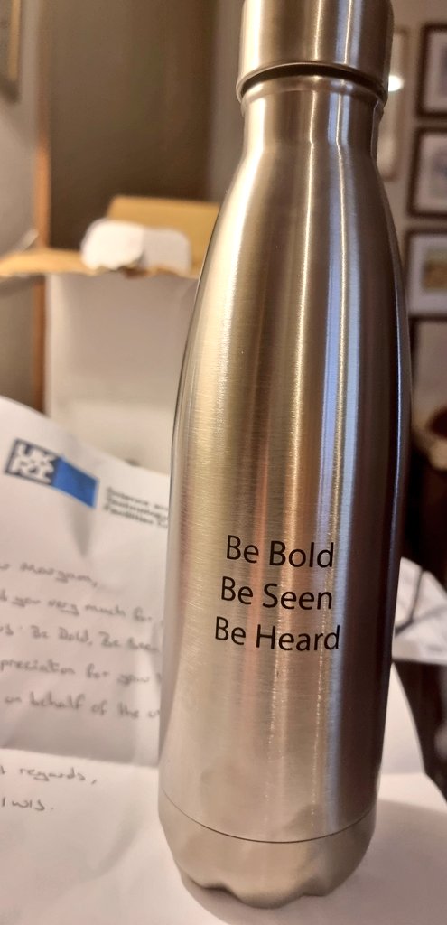 MaryamRab's tweet photo. Thank you @STFC_Matters for your lovely token of appreciation it will remind me and many other women around me to Be Bold, Be Seen, Be Heard #stemulate #STEMeducation #WomenInSTEM #WomenInScience https://t.co/sCiQgIWfZV