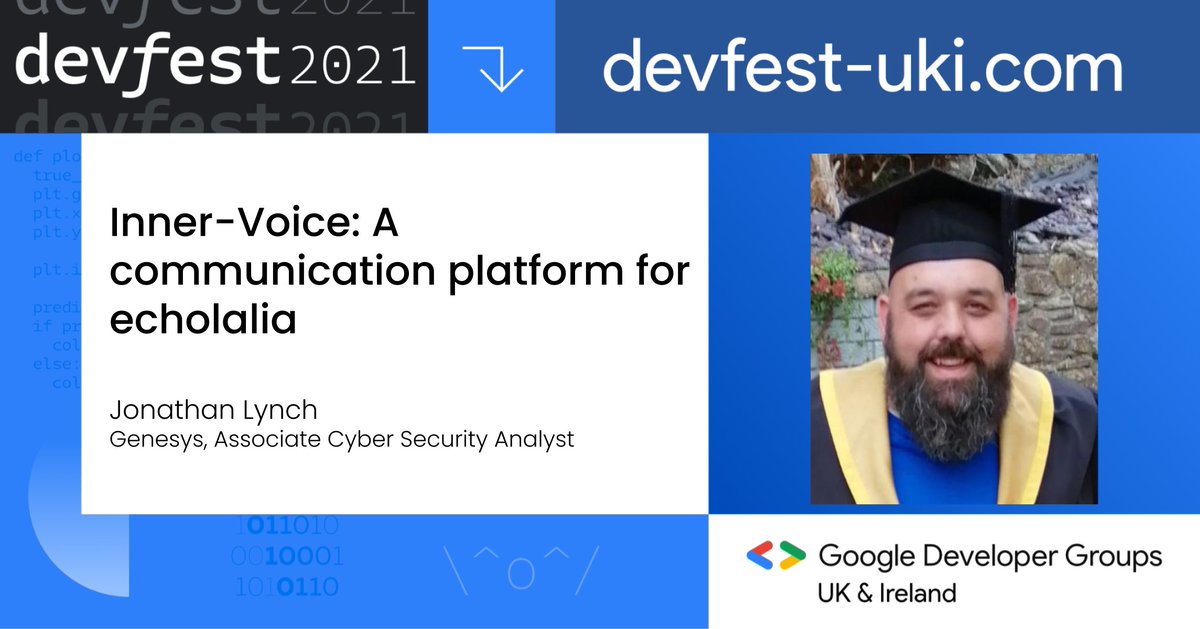 DevFest_UKI's tweet photo. 📺Watch Jonathan Lynch‘s talk “Inner-Voice: A communication platform for echolalia” and catch up on all the talks here
https://t.co/oVn1i8dwF7
#devfestuki #ai #ml #cloud #devops #webdevelopment #mobile #android #diversity #inclusion #womenintech https://t.co/iJhOsnTV4E