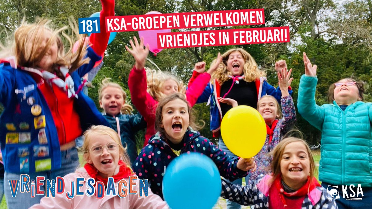 181 KSA-groepen organiseren deze maand een #Vriendjesdag waarop ook niet-KSA'ers de kans krijgen zich volop uit te leven. Veel plezier en hopelijk krijgen jullie massaal de smaak te pakken! 💙
#trotseKSAer