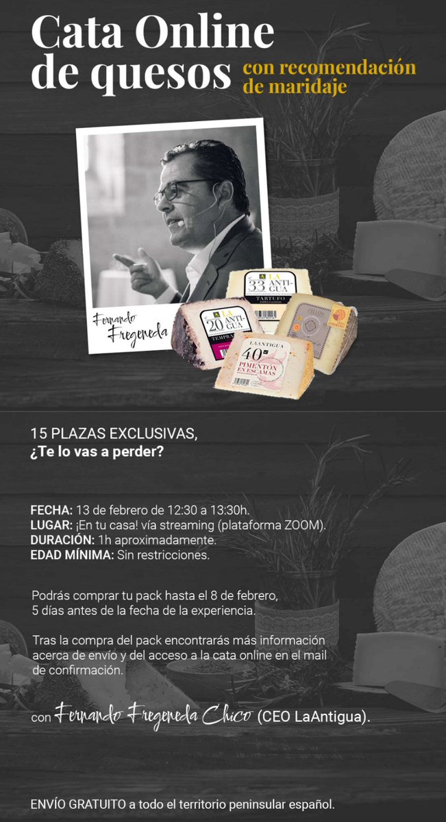 queseru's tweet photo. La mejor manera de celebrar San Valentín, San Queserín o San nos apetece.
Cata Virtual el 13 de febrero a las 12:30. El lugar ¡tu casa o donde tu quieras!
Compra tu pack 👇
https://t.co/Ao9MgCMSrW
#catadequeso #sanvalentin #catavirtual https://t.co/jzp1lZAXud