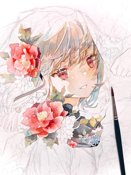 塗ってます*wip
#watercolour #illustration 