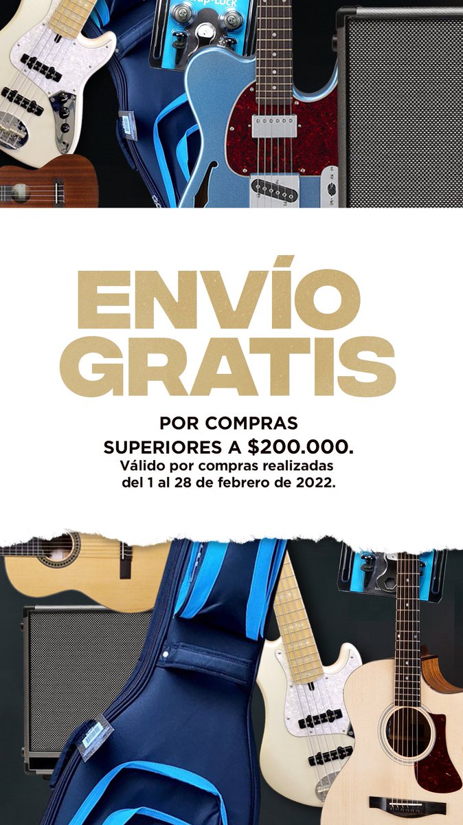 ¡En Febrero tenemos para ustedes envíos gratis a cualquier parte de Colombia por compras superiores a $200,000 pesos en todos los productos de Guitarras &amp; BajosXclusivos Store! 🎉🎸😎

Recuerda visitar nuestra tienda online gybxstore.com
